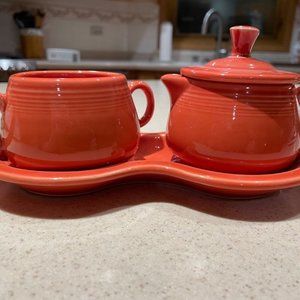 Fiestaware Sugar and Creamer with tray